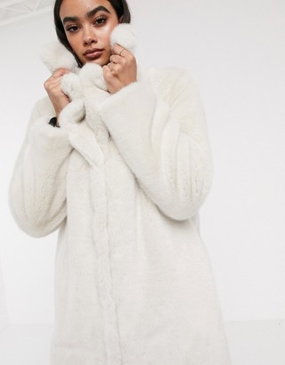 ASOS DESIGN luxe faux fur longline maxi coat in mink