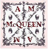 Thumbnail for your product : Alexander McQueen Botanical/Skull Logo-Print Scarf, Ivory/Pink