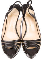 Thumbnail for your product : Christian Louboutin Leather Peep-Toe Mesh Pumps