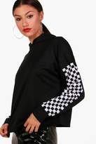 Thumbnail for your product : boohoo Tall Grid Check Sleeve Crop Hoody