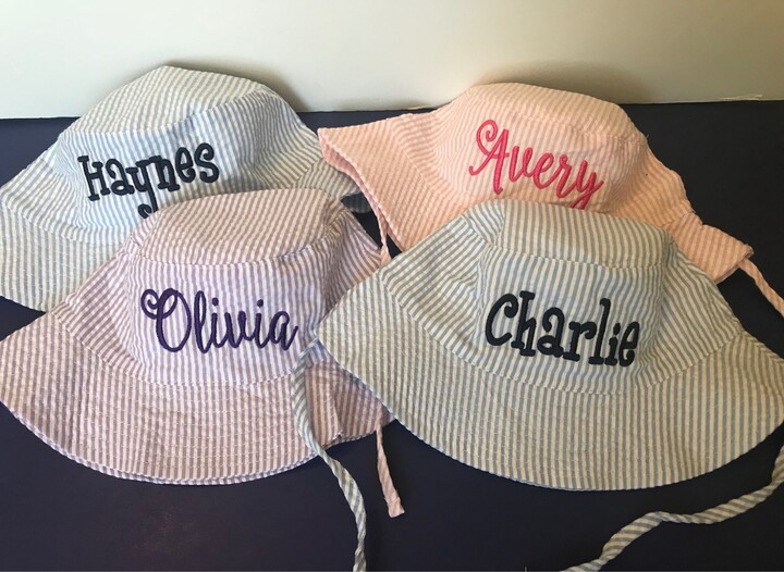 Etsy Monogram Seersucker Bucket Hats/Toddler Monogrammed Sunhat