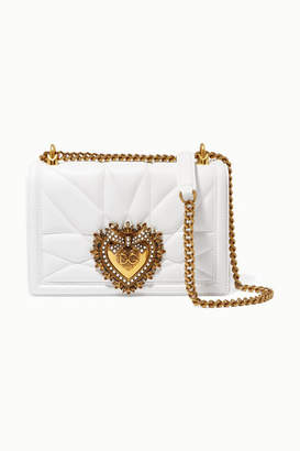 Dolce & Gabbana Devotion Mini Embellished Quilted Leather Shoulder Bag - White