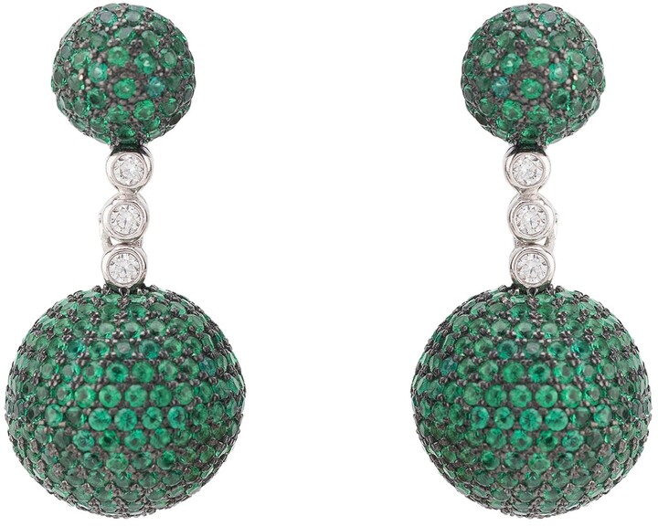 Green Sphere Earrings