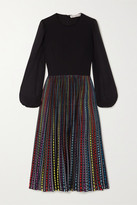 Thumbnail for your product : Mary Katrantzou Serena Crepe, Chiffon And Printed Satin Midi Dress - Black