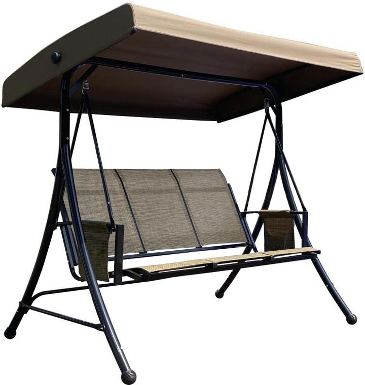 SUGIFT 3Person Luxury Outdoor Porch Swing Chair With Side Bags and