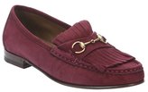 Thumbnail for your product : Gucci burgundy suede horsebit fringe moccasins