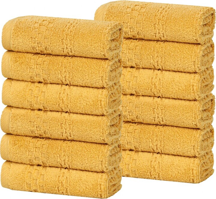 Superior Set of 12 Playa Zero Twist Cotton Solid Waffle Textured Washcloths