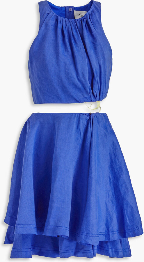 Liberty Asymmetric Mini Dress, Steel Blue