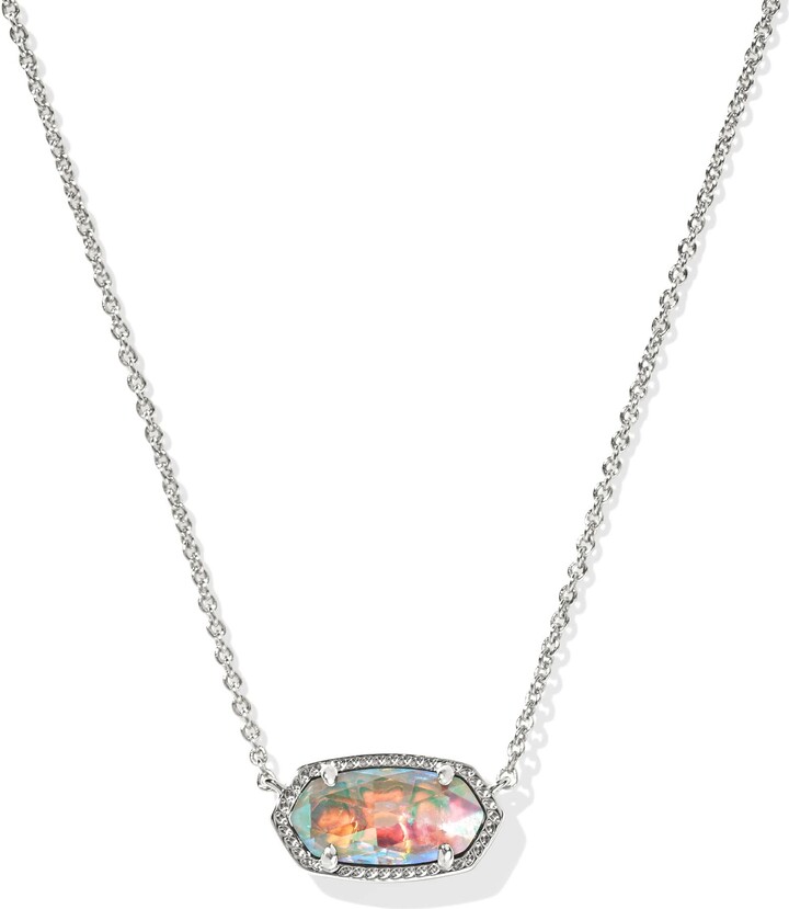 Kendra Scott Elisa Silver Pendant Necklace in | Dichroic Glass