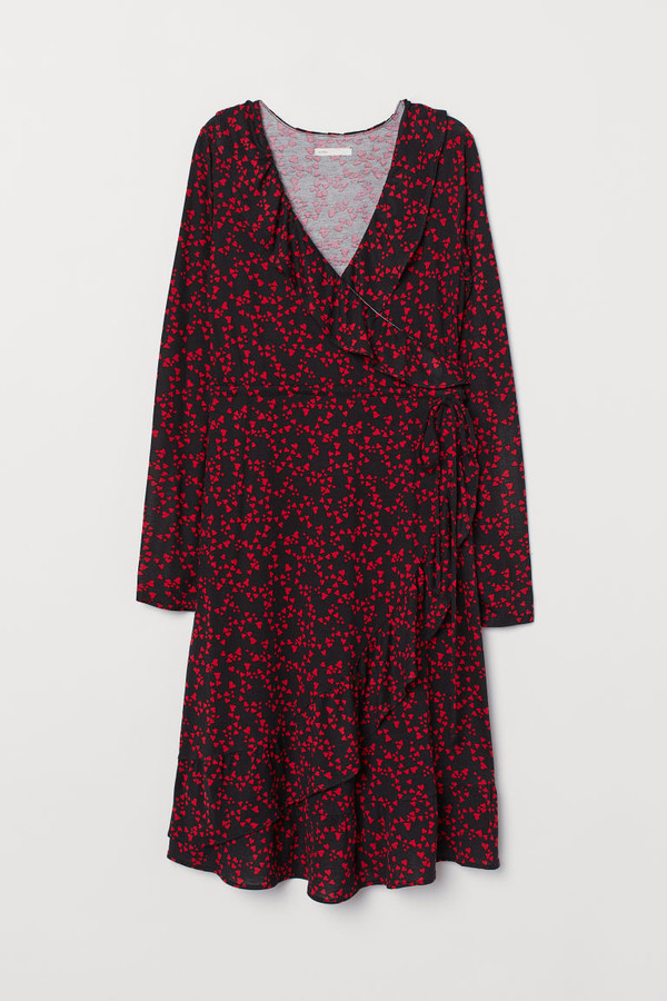 h and m red wrap dress