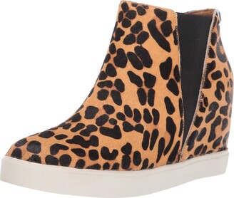 leopard hidden wedge sneakers