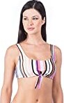 Kenneth Cole Reaction Women's Over The Rainbow Stripe Cropped Bikini Swimsuit Top