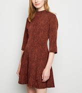 blue vanilla red leopard print high neck dress