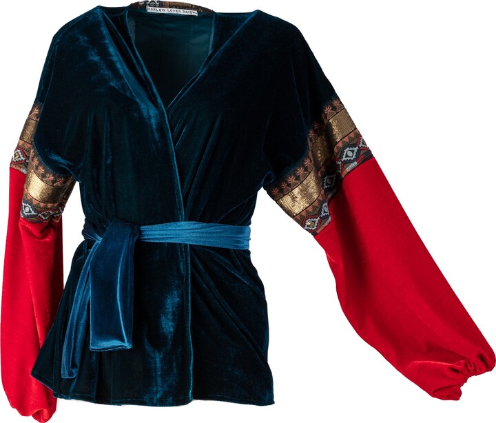 Harlow Loves Daisy Capri Deep Blue & Luscious Red Velvet Jacket