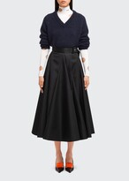 Thumbnail for your product : Prada Re-Nylon Belted Pleated Midi Skirt