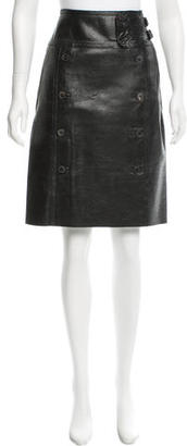 Saint Laurent Cracked Leather Pencil Skirt