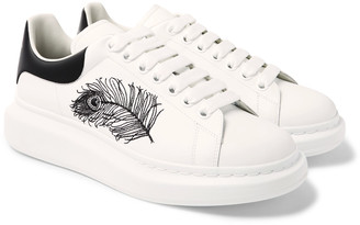 Alexander McQueen Larry Embroidered Exaggerated-Sole Leather Sneakers