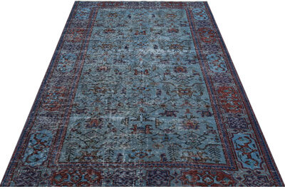 Hefa Vintage Antique Hand Woven Blue Runner Carpet