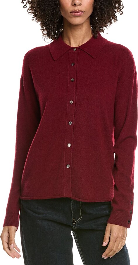 InCashmere Shirt Style Wool & Cashmere-Blend Sweater