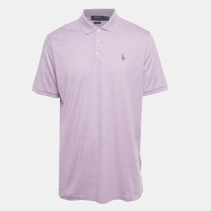 Polo Ralph Lauren Lavender Logo Embroidered Cotton Classic Fit Polo T-Shirt L