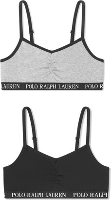 Ralph Lauren Kids' Logo-underband Cotton Bra (set Of Two) In Black