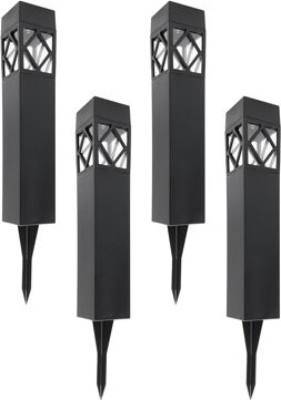 LumaBase Solar Powered Garden Lights, Black - Set Of 4