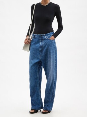 Balenciaga Trompe-l'œil Wide-leg Cotton-jersey Jeans - Blue