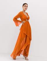 Thumbnail for your product : ASOS Design DESIGN maxi dress with long sleeve and circle trim detail
