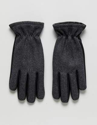 Jack and Jones Leather And Wool Gloves