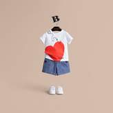 Thumbnail for your product : Burberry Hooked Heart Motif Cotton T-shirt , Size: 9M, White