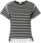 Thumbnail for your product : RED Valentino mesh insert striped T-shirt