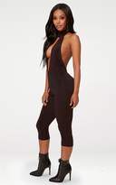 Thumbnail for your product : PrettyLittleThing Shape Silver Lurex Choker Cropped Jumpsuit