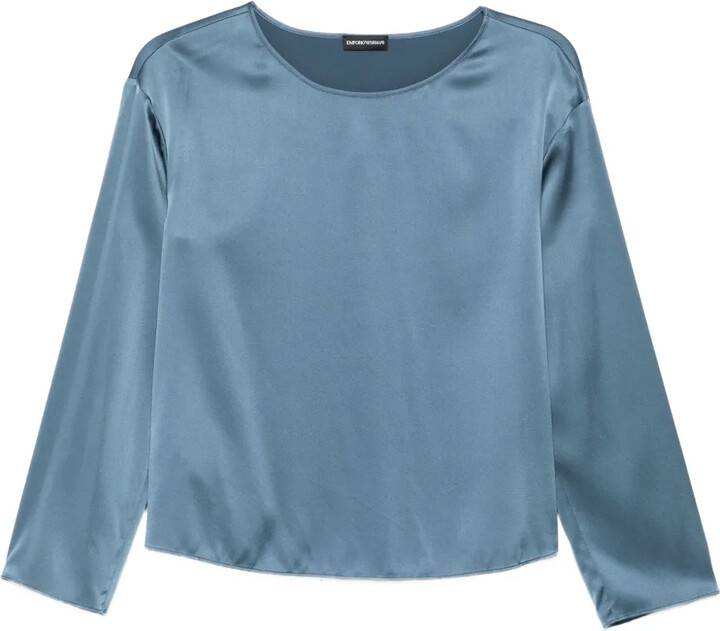 Emporio Armani Satin Three-Quarter Sleeve Top