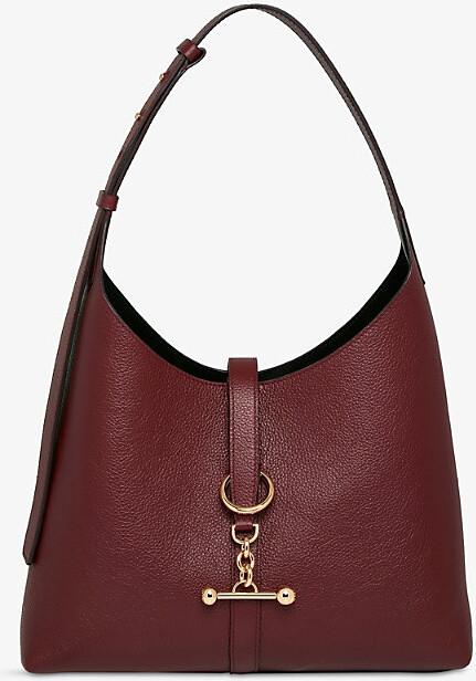 Strathberry Womens Oxblood Kite Hobo Leather Shoulder Bag