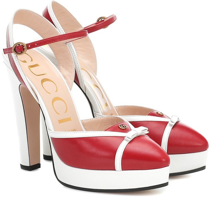 leather platform pump gucci