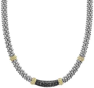 Lagos 18K Yellow Gold & Sterling Silver Diamond Lux Black Diamond Necklace, 16"