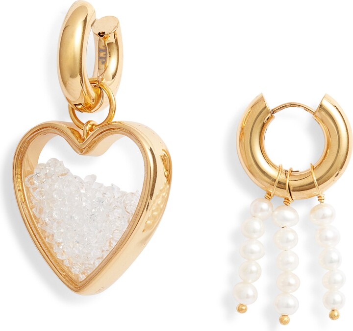 Timeless Pearly Mismatched Hoop Earrings ShopStyle