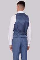Thumbnail for your product : Moss Bros Slim Fit Sky Blue Linen Waistcoat