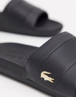 lacoste gold croc sliders