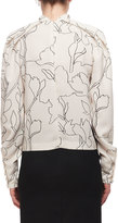 Thumbnail for your product : Carven Draped High Neck Long-Sleeve Printed Blouse