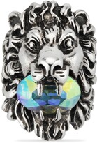 Thumbnail for your product : Gucci Lion head ring with crystal
