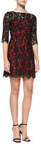 Thumbnail for your product : Milly Ally Floral Lace Cocktail Dress, Black/Red