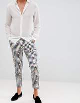 Thumbnail for your product : ASOS DESIGN slim crop smart pants in houndstooth print
