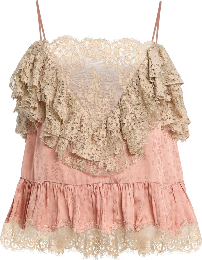 Sea Trimmed Jacquard Camisole Top