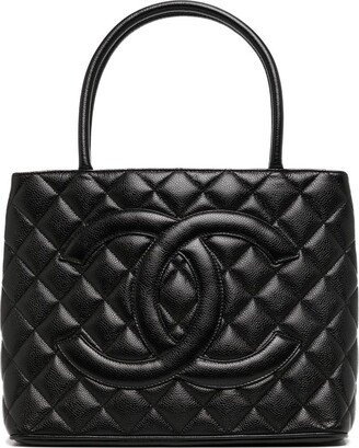 Chanel Pre-owned 2002 Medallion Leather Tote Bag - Black