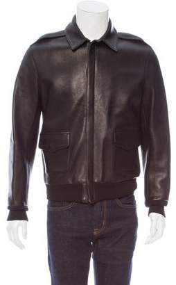Maxwell Snow Leather Rib Knit-Trimmed Jacket