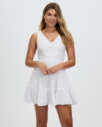 Atmos & Here Women's White Mini Dresses - Carlie Tiered Mini Dress