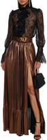 Thumbnail for your product : retrofete Serene Belted Lamé Maxi Skirt
