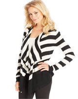Thumbnail for your product : Amy Byer BCX Juniors' Striped Drape-Front Cardigan