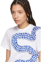 Thumbnail for your product : Facetasm White Gingham Ruffle T-Shirt